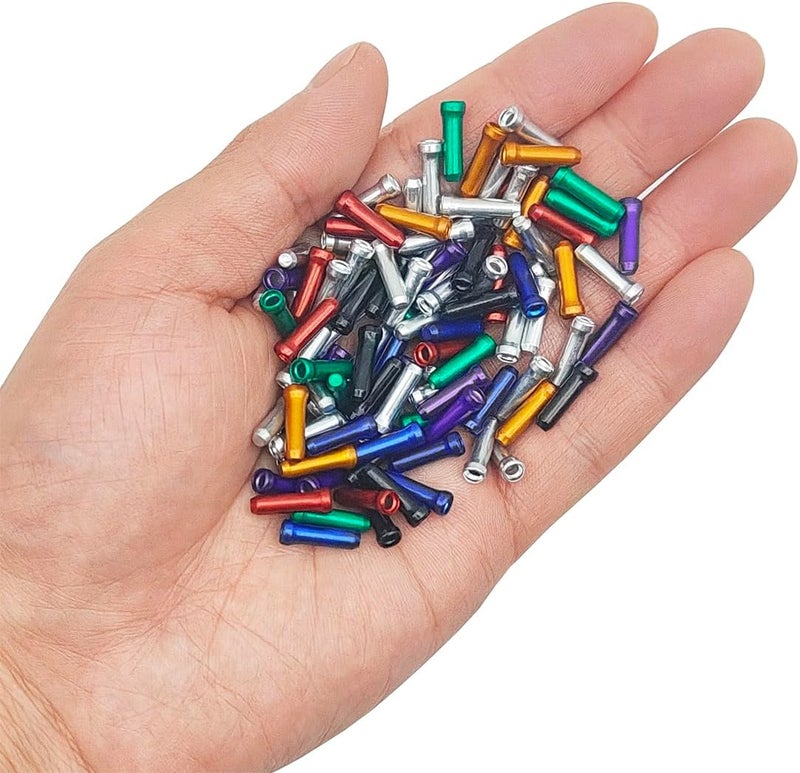 CKANDAY 100 Pcs Bike Cable End Caps, Cable End Crimps, Derailleur Cable Tips, Bike Brake Cable End Tips, Alloy Bicycle Wire End Caps, Brake Tips Shifter for Road Mountain Bicycle, 7 Colors - Image 3